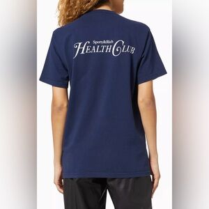 Sporty and Rich Health Club Navy Blue Rizzoli Tee Shirt small sm logo